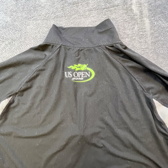 Polo Sport Shirt Mens Large US Open Tennis Pullover 1/4 Zip Neon Long Sleeve - Picture 4 of 7